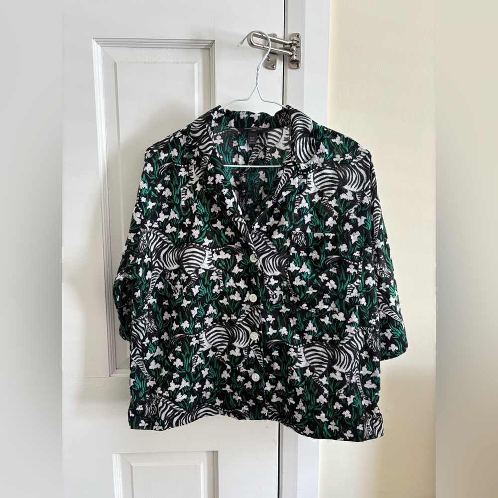 Banana Republic Animal Print Linen Shirt